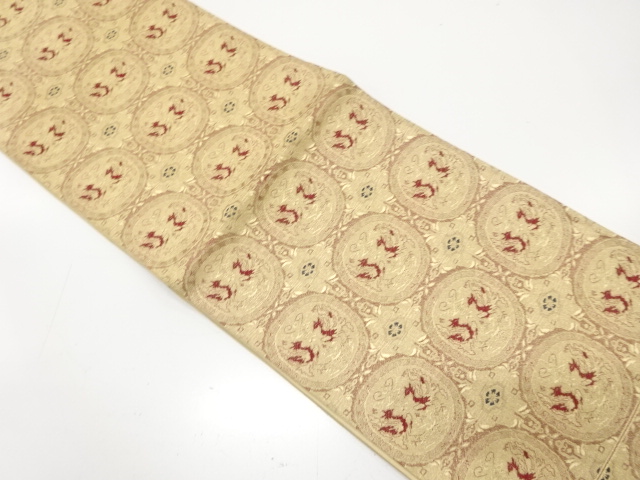 JAPANESE KIMONO / ANTIQUE FUKURO OBI / SILK / WOVEN FLOWER CREST